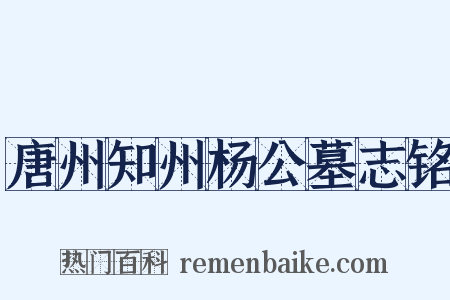 唐州知州杨公墓志铭是什么意思的图片